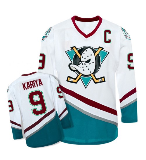 Custom Anaheim Mighty Ducks 9 Paul Kariya Hockey Jersey White